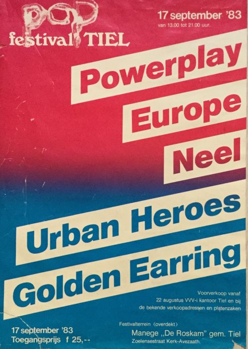 Golden Earring festival Poster Popfestival Tiel September 17, 1983 Kerk-Avezaath - Feesttent